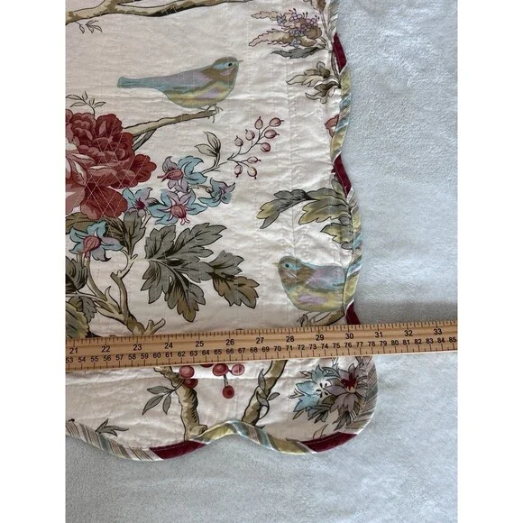 Set of 2 Waverly Charleston Chirp Bird Floral King Pillow Shams Scalloped Edge - Picture 6 of 12